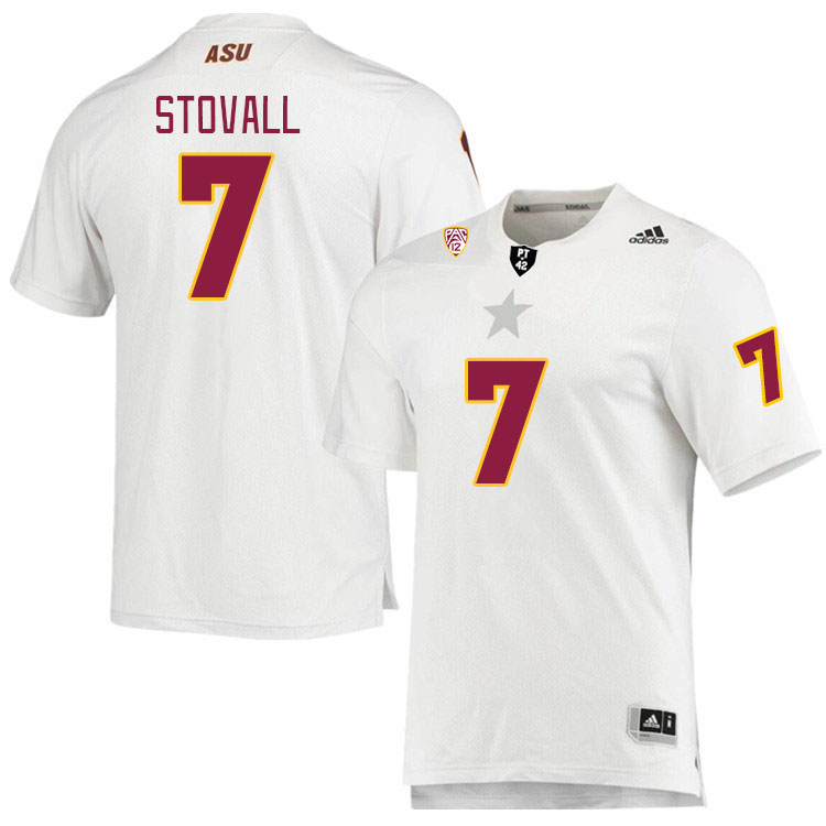 Men #7 Melquan Stovall Arizona State Sun Devils College Football Jerseys Stitched Sale-White - Click Image to Close